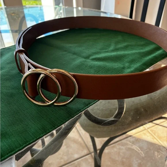 Tan faux leather belt 47 inches long Adjustable - Picture 1 of 3